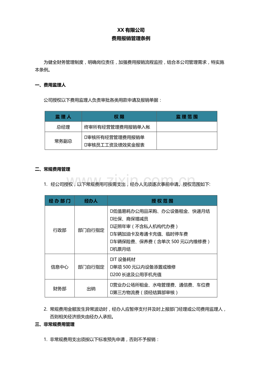 某上市公司费用报销管理条例.doc_第1页