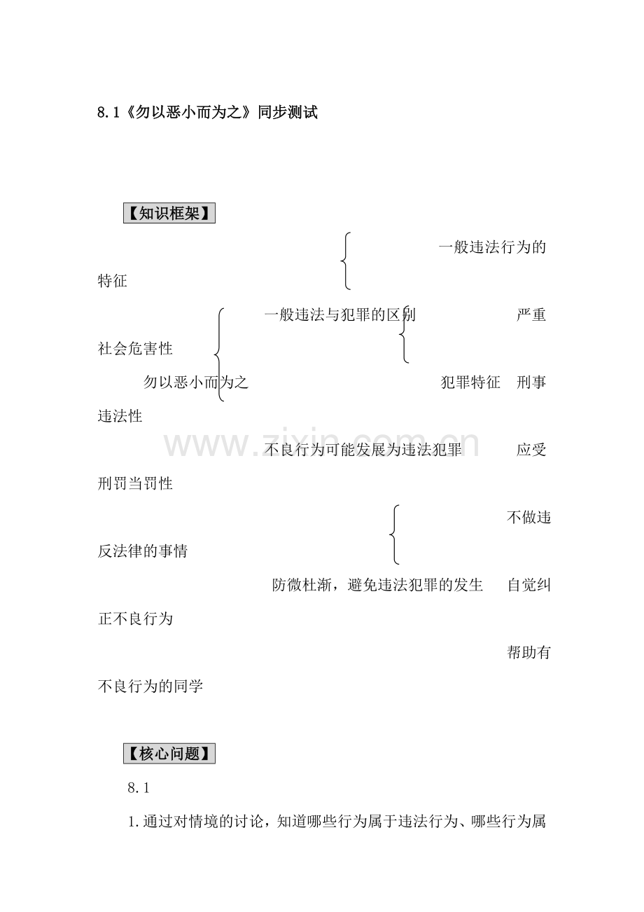 七年级政治勿以恶小而为之同步测试.doc_第1页