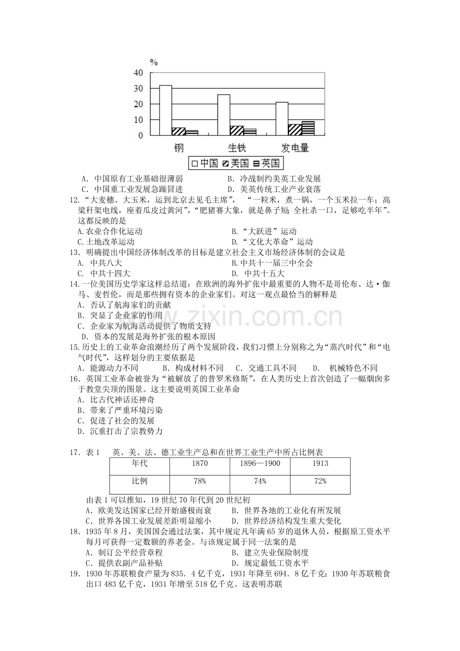 高一历史下册期末考试试题6.doc_第2页