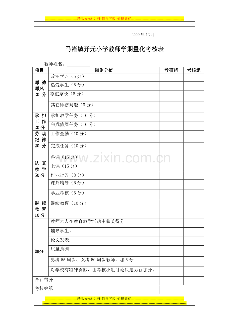 开元小学教师绩效量化考核细则..doc_第3页