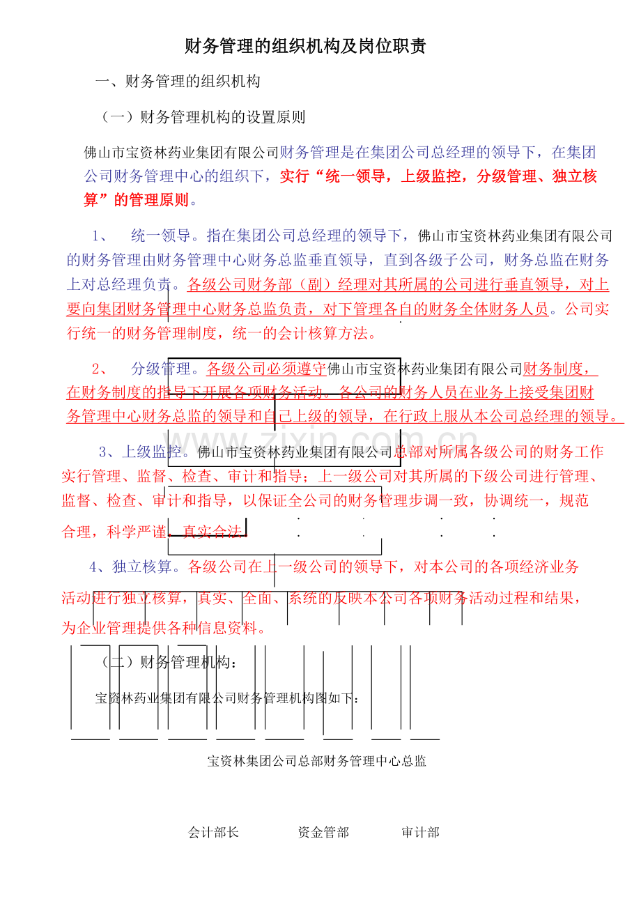 财务管理的组织机构及岗位职责.doc_第1页