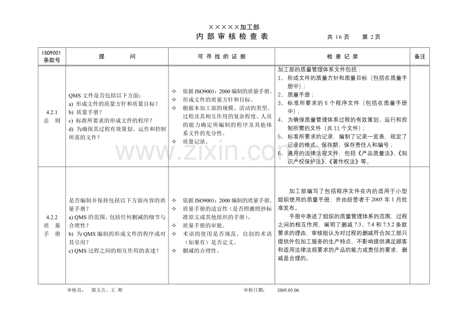 某小型企业的内审检查表.doc_第2页