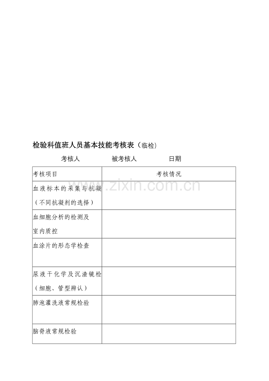 检验科值班人员基本技能考核表(定稿)..doc_第1页