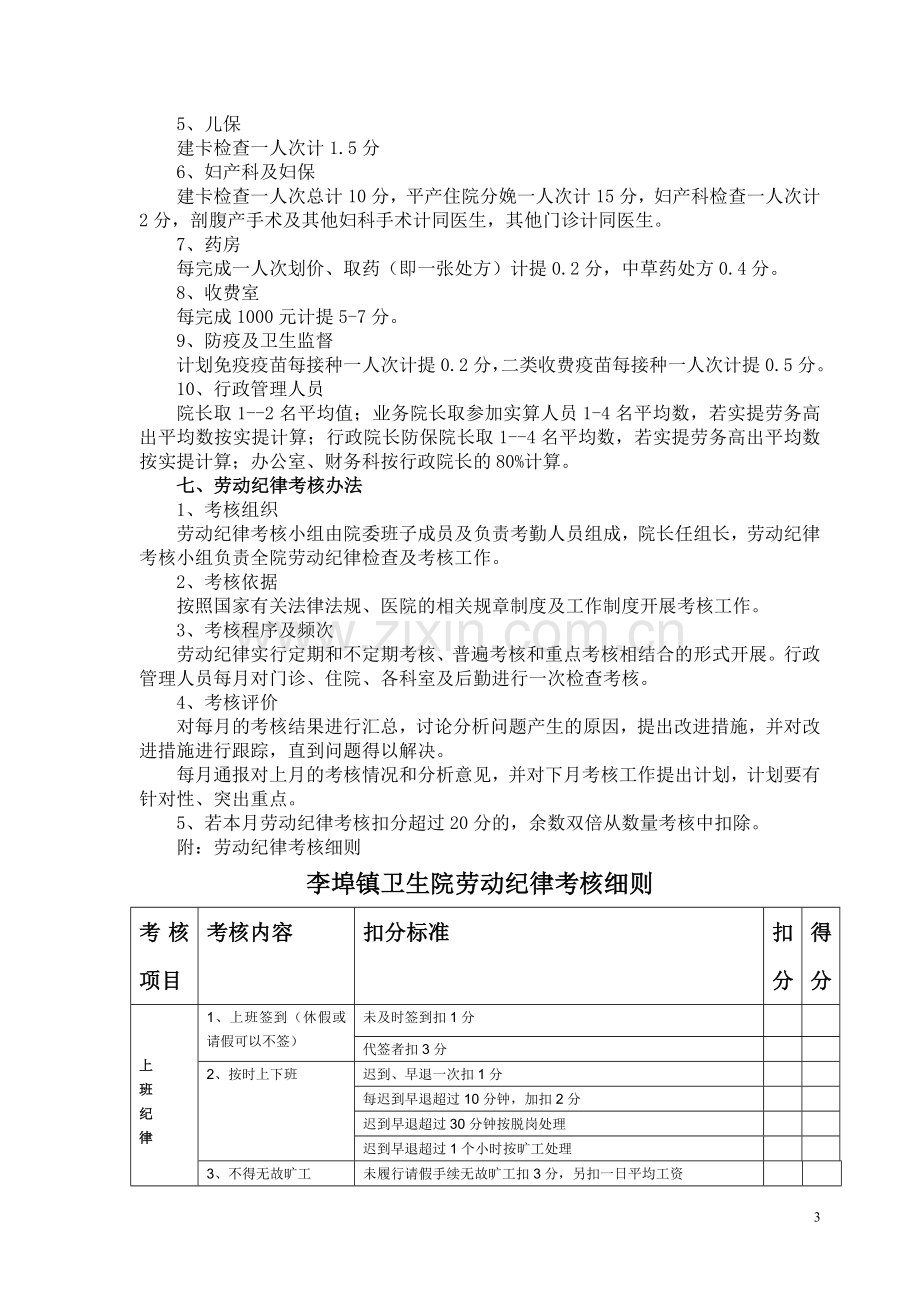 李埠镇卫生院绩效工资考核分配实施方案.doc_第3页