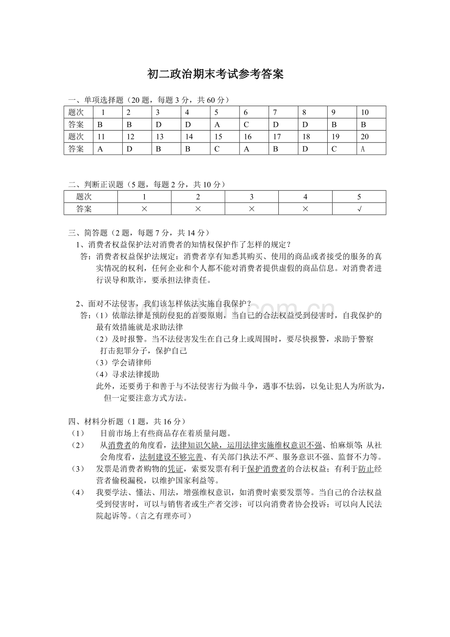 初二政治下学期期末考试试卷[.doc_第1页