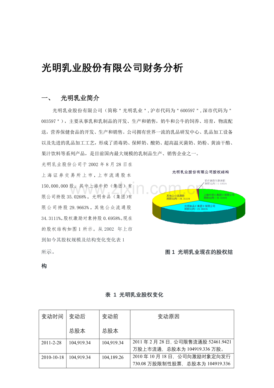 光明乳业股份有限公司财务分析-报告.doc_第1页