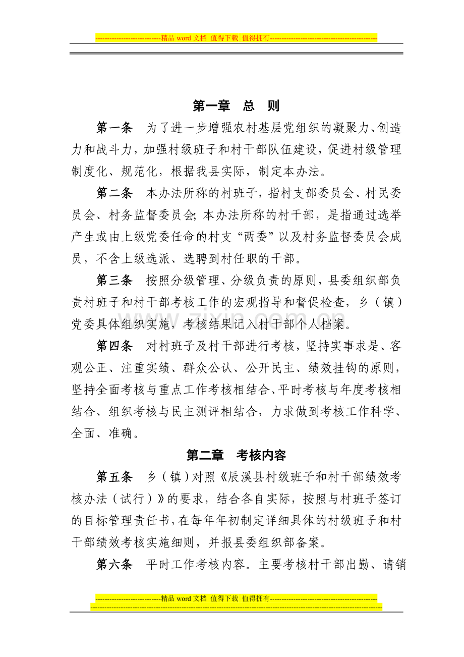 村支两委干部绩效考核办法(辰办发49号)..doc_第2页