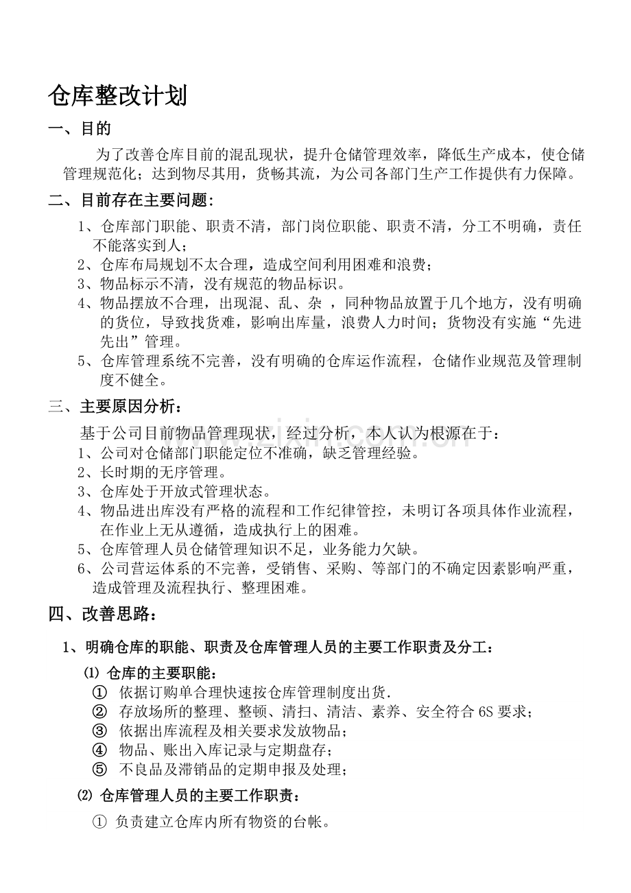 仓库整改方案1.doc_第1页