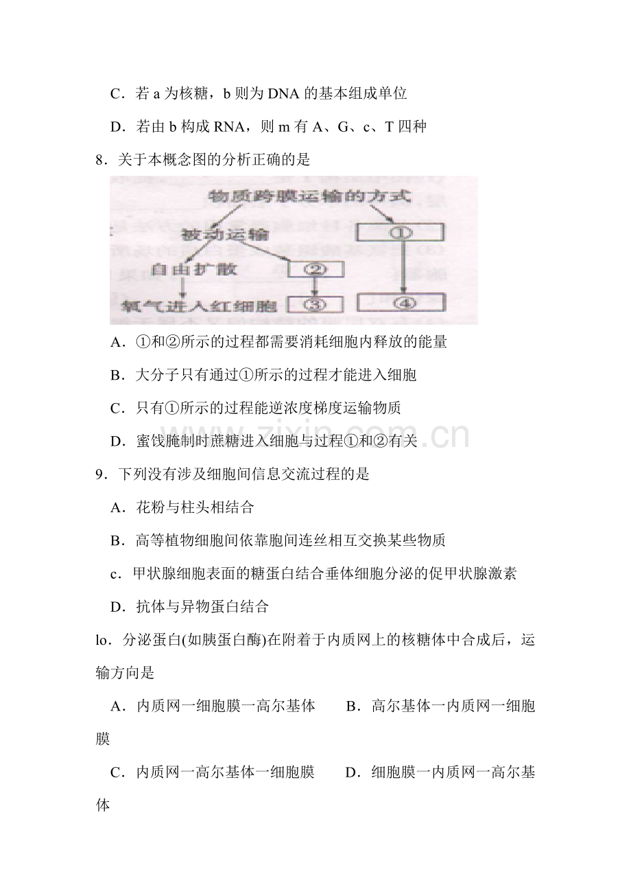 湖南省衡阳县2015-2016学年高一生物上册期末检测试题.doc_第3页