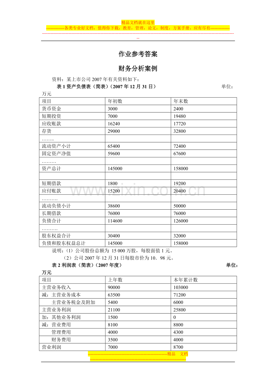 财务管理部分练习题及参考答案.doc_第1页