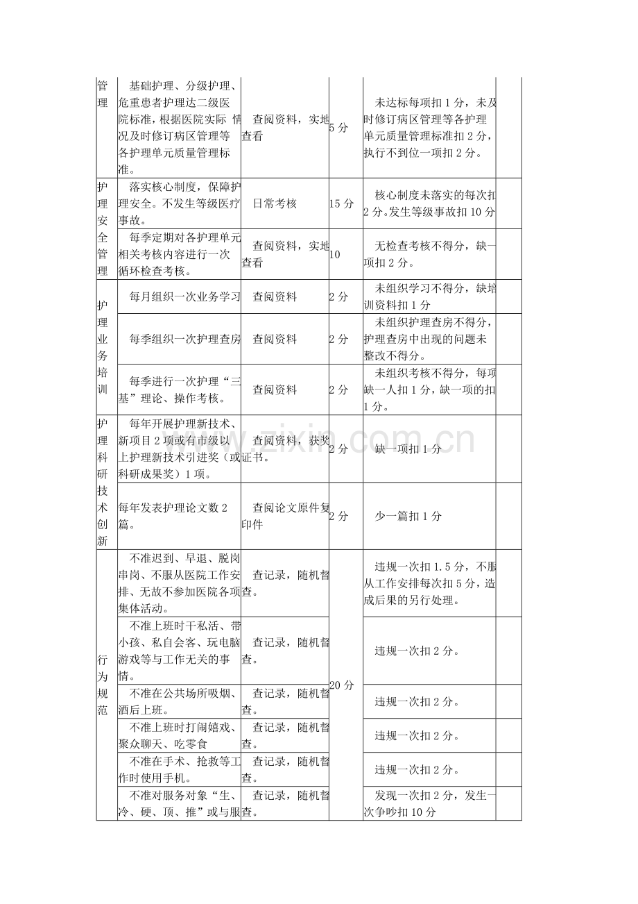 护理部主任日常绩效考核标准表..doc_第2页