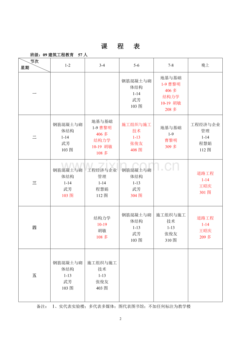 建筑工程技术系课程表.doc_第2页