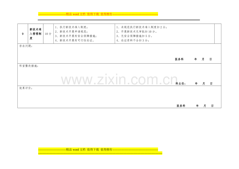 医务科核心制度督查表.doc_第3页