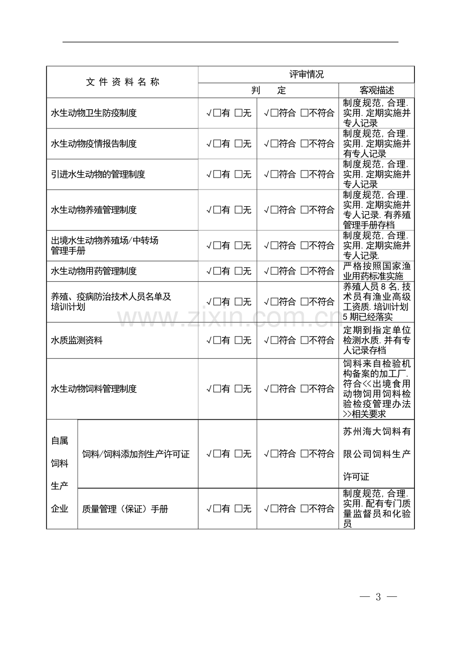 水生动物考核申请表-文件-现场考核表..doc_第3页