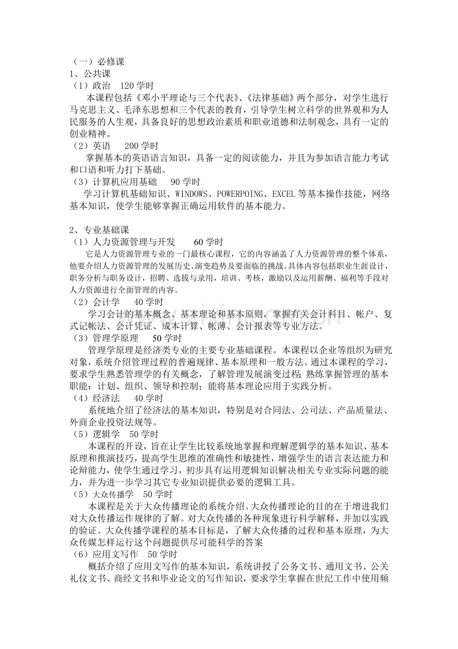 人力资源管理专业(函授专科)教学计划(110205).doc_第3页