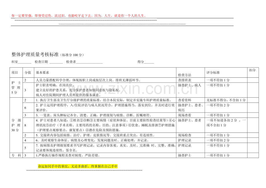 整体护理质量考核标准..doc_第1页