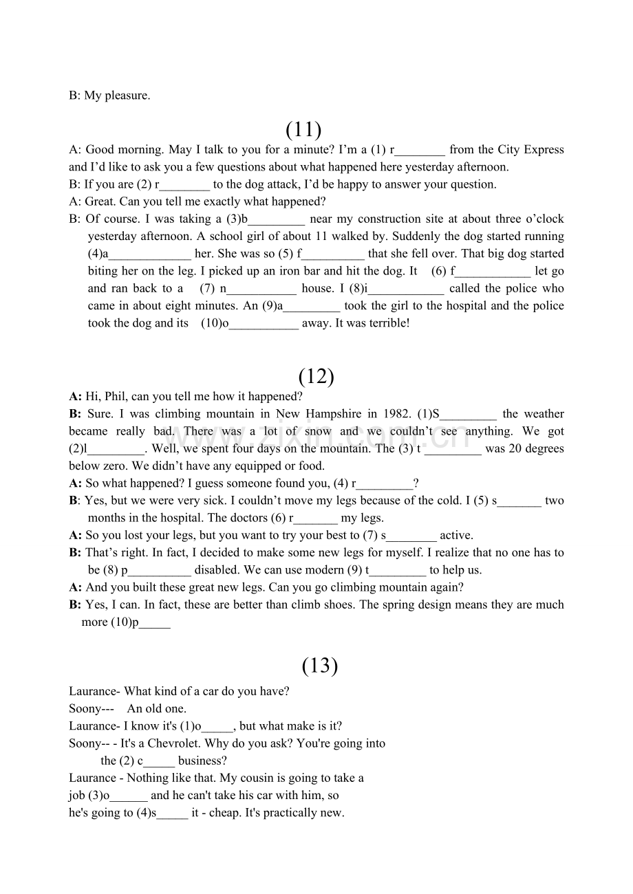 江苏地区英语科新题型对话填空练习8套.doc_第3页