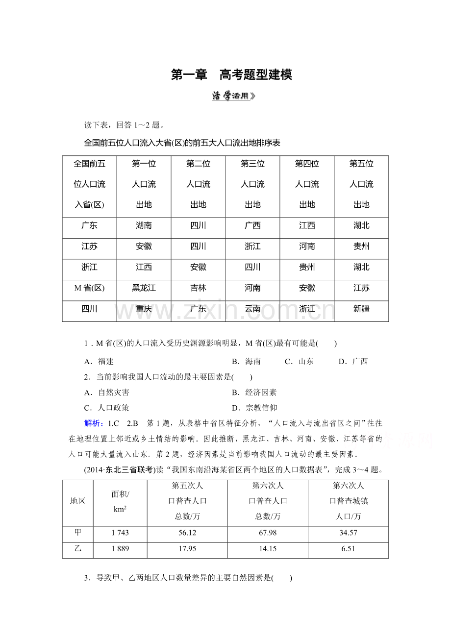 2015届高考地理第二轮人文地理复习检测21.doc_第1页