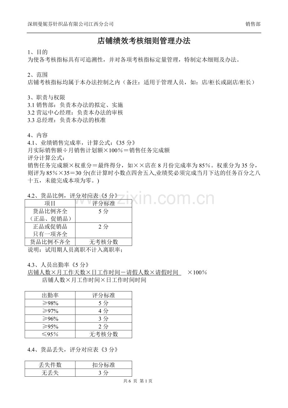 店铺绩效考核细则管理(1).doc_第1页