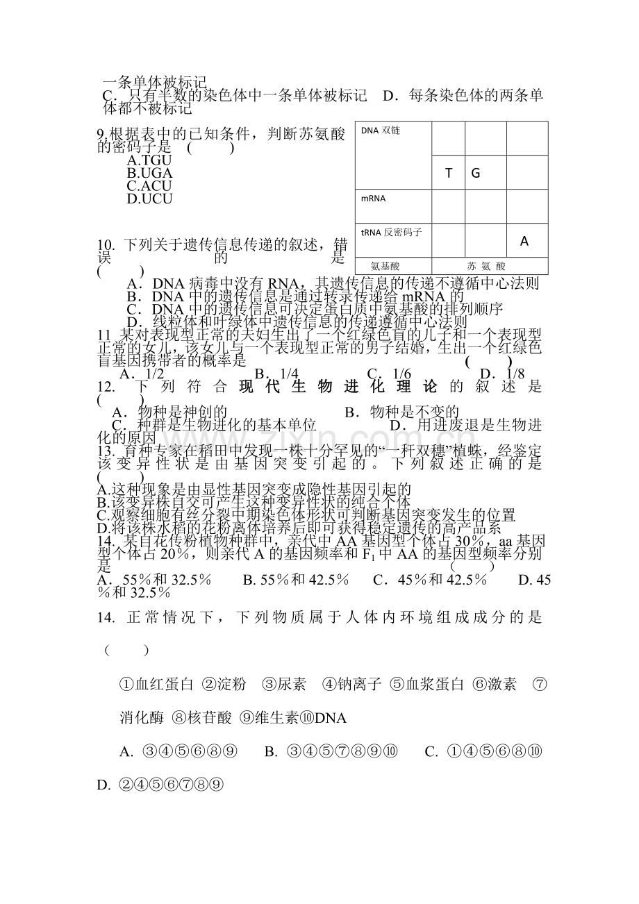 高二生物上册第一次月考测试题2.doc_第2页