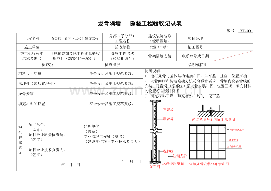 轻钢龙骨隔墙隐蔽.doc_第1页