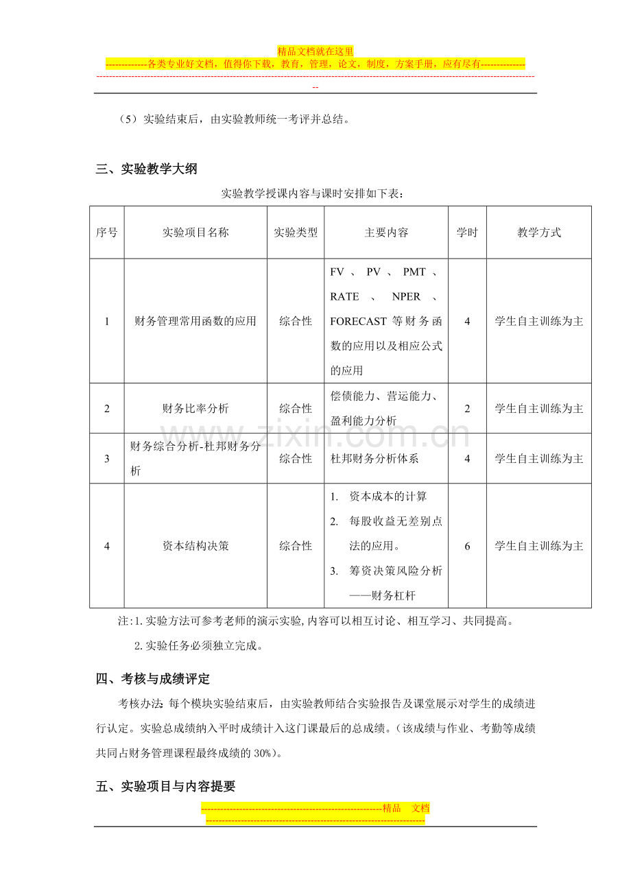 市场营销《财务管理》实验教学大纲.doc_第2页