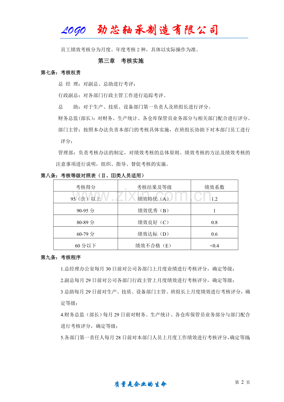 绩效考核办法(轴承制造、机械制造适用).doc_第2页