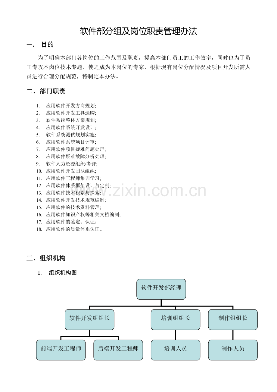 软件部岗位职责管理办法111.doc_第1页