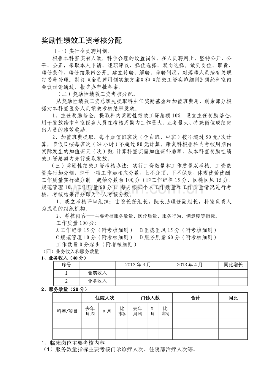 南湖医院康复科绩效工资考核分配方案..doc_第2页