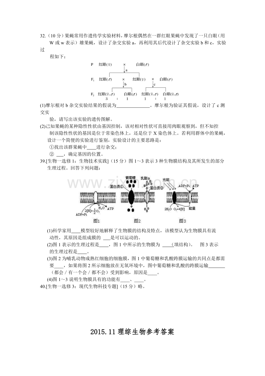 广东省佛山市2016届高三生物上册11月统一调研测题.doc_第3页