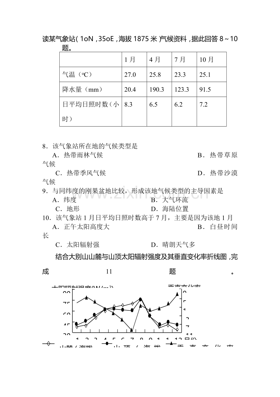 广东顺德2016届高三地理上册选择题限时训练3.doc_第3页