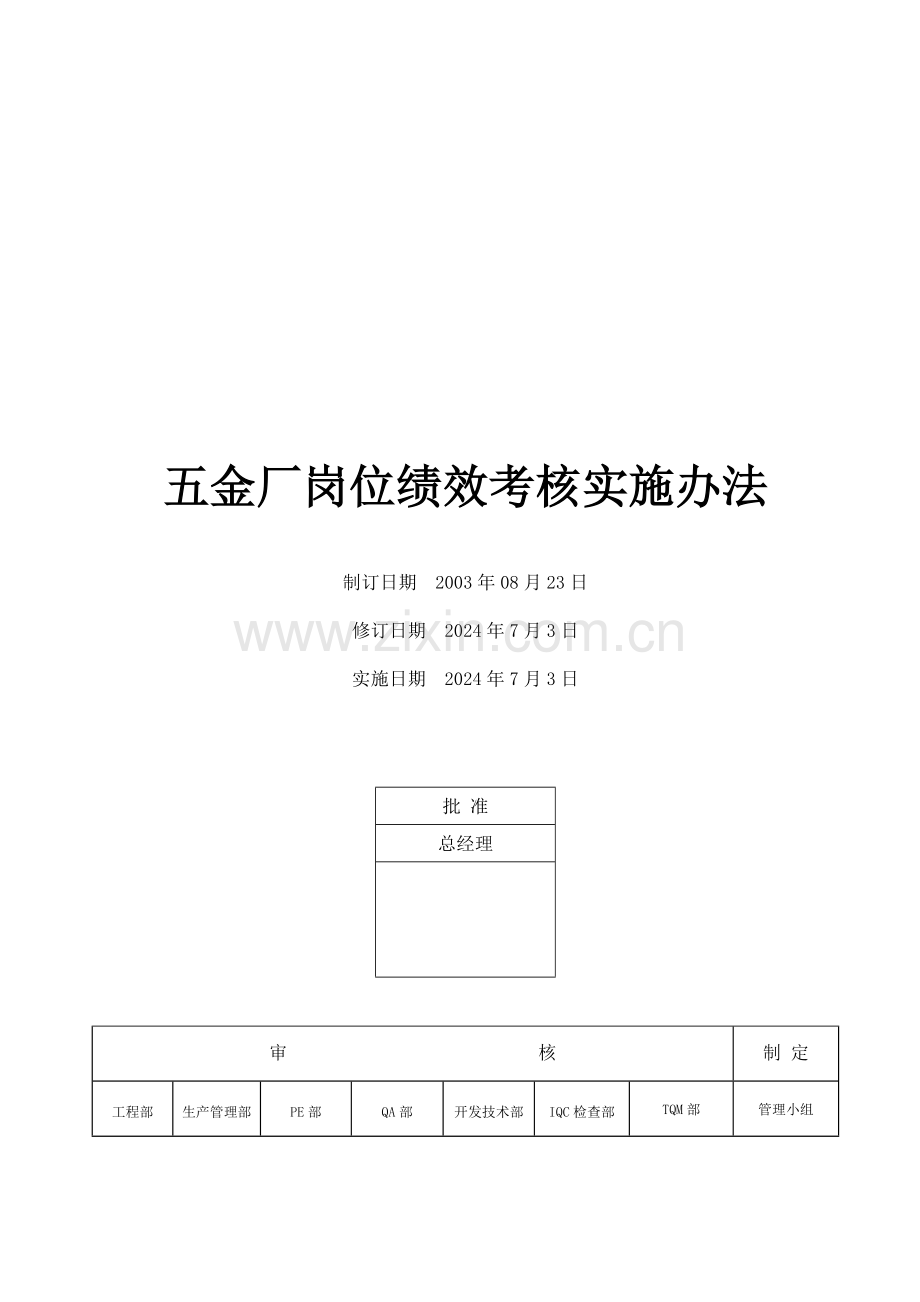 五金厂岗位绩效考核实施办法..doc_第1页