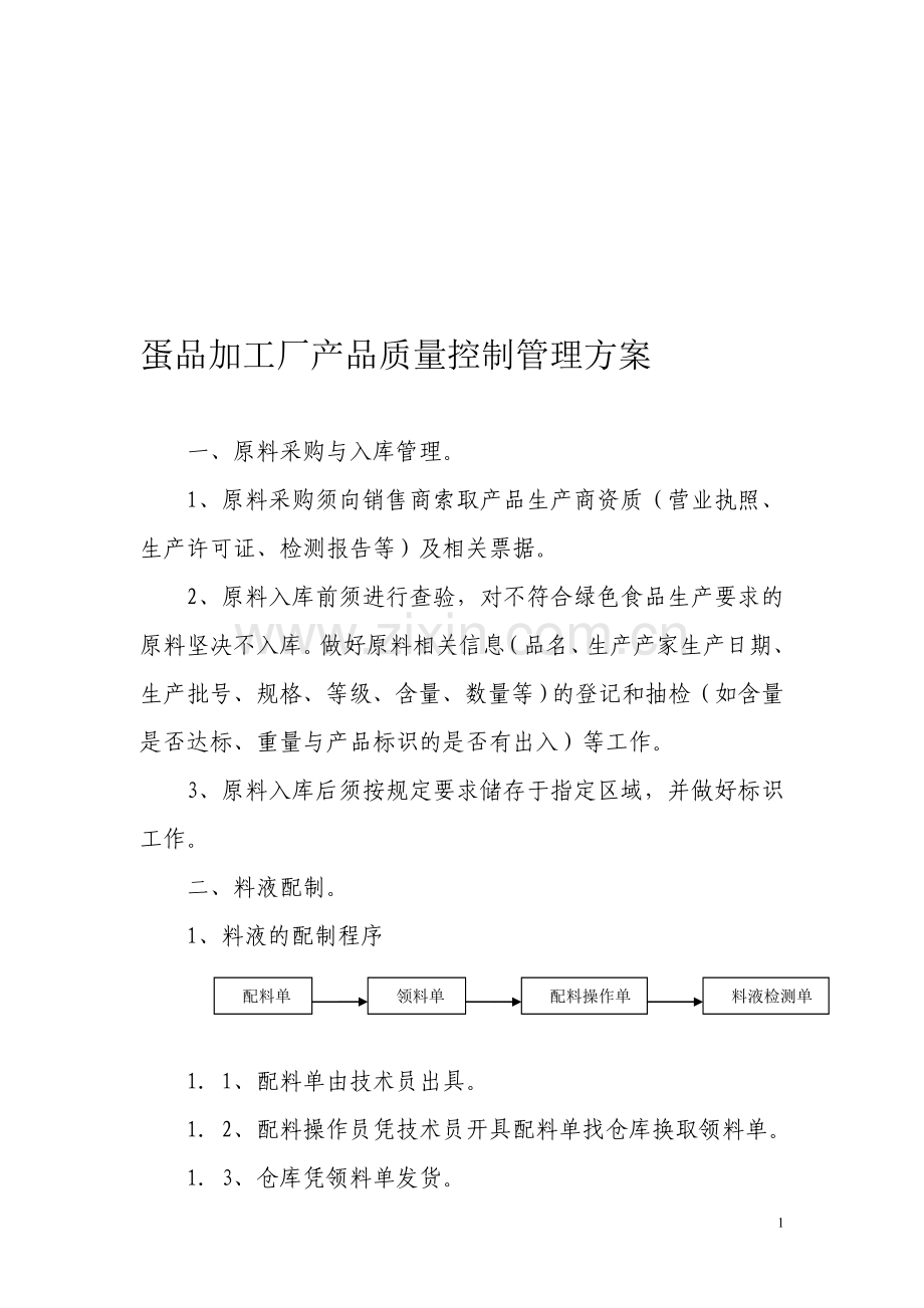 蛋品加工厂质量控制方案.doc_第1页