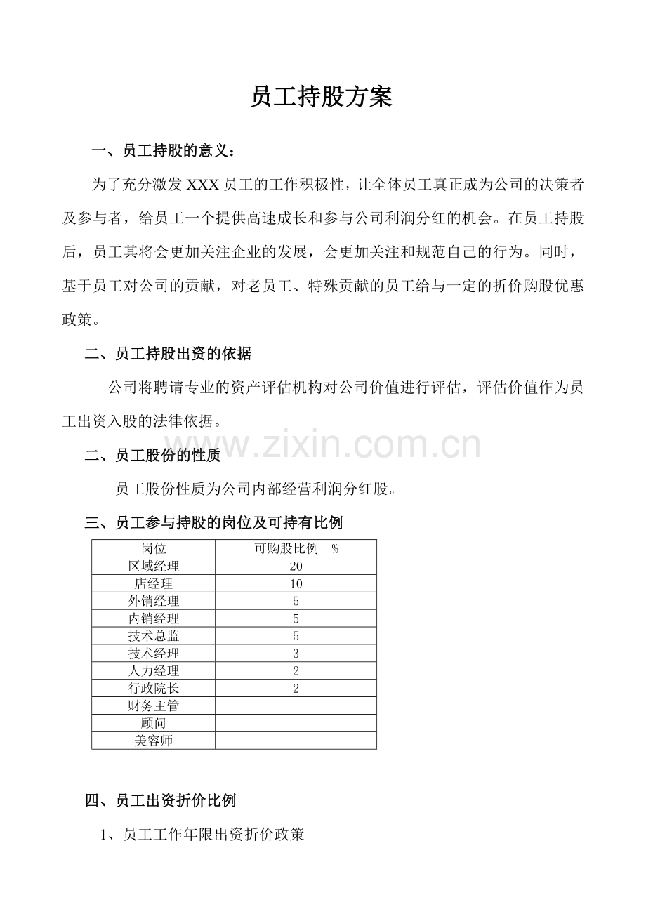 美容行业员工持股方案1.doc_第1页