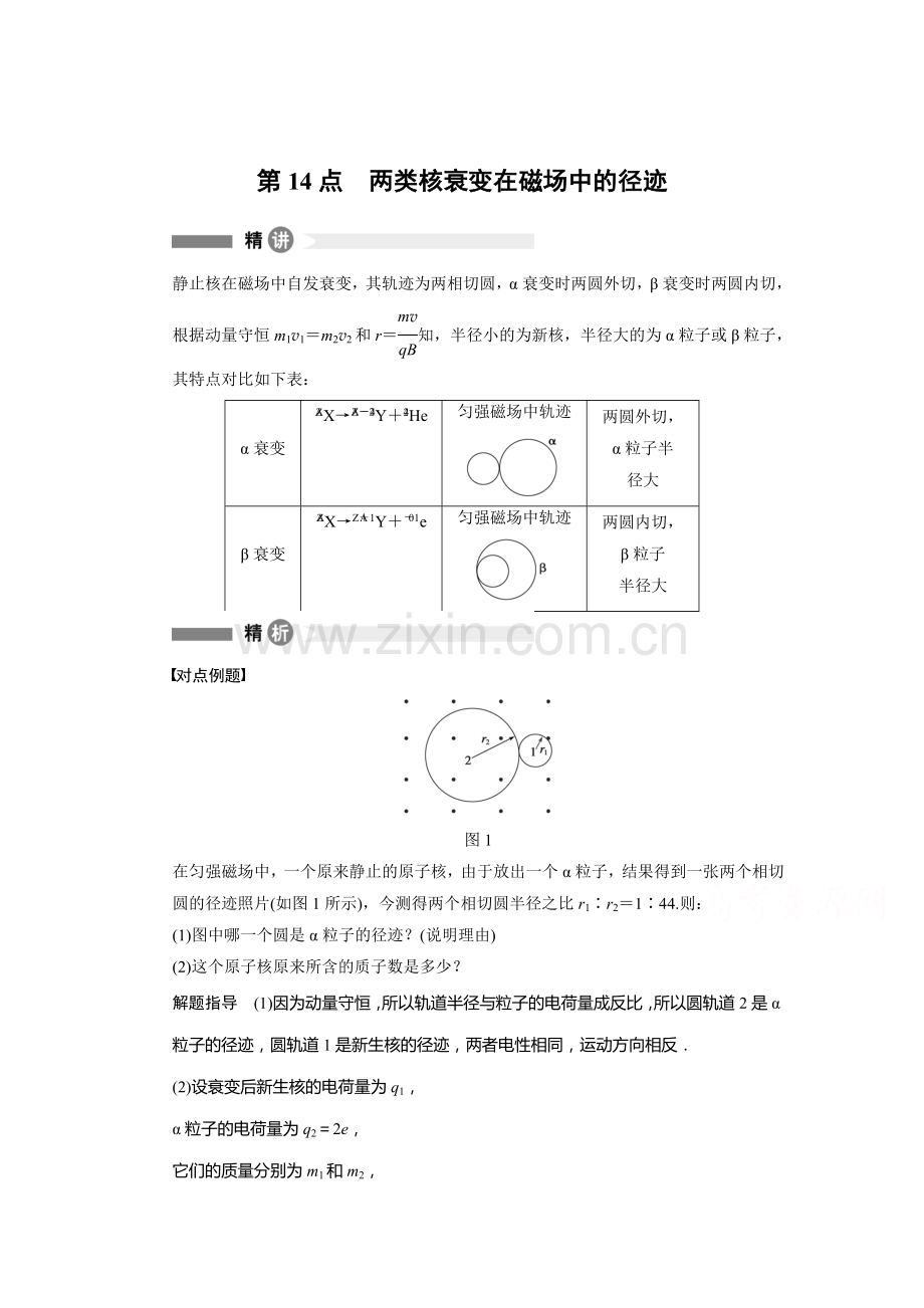 核衰变在磁场中的径迹检测题.doc_第1页