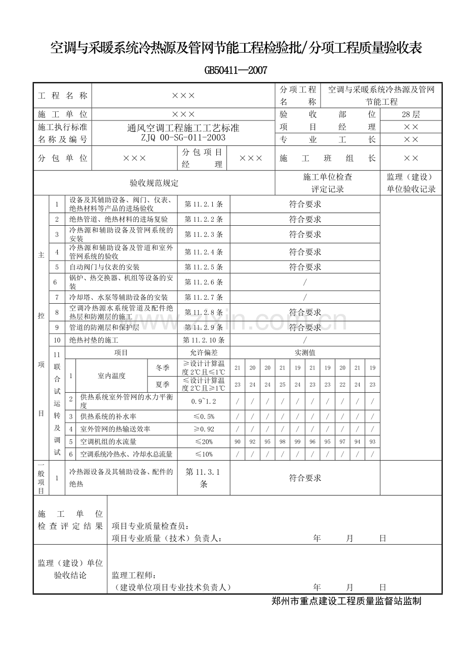 通风空调工程申报节能验收资料模板.doc_第3页