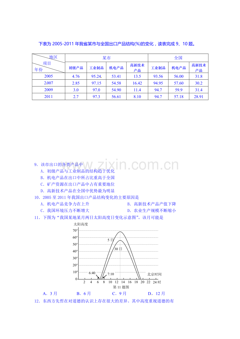 2015届高三文科综合模拟检测试题19.doc_第3页