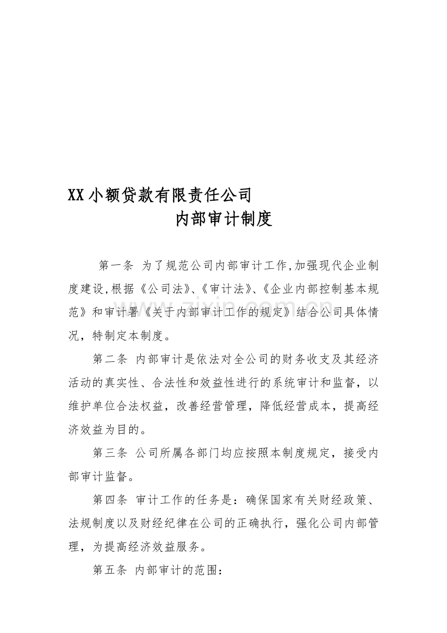 小贷公司内部审计制度.doc_第1页