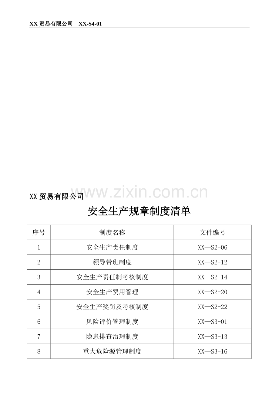 安全生产规章制度清单.doc_第1页