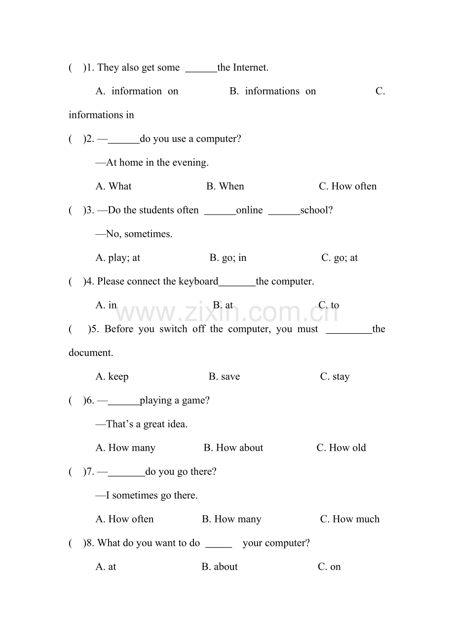 2015-2016学年七年级英语上册单元课后训练题27.doc_第2页