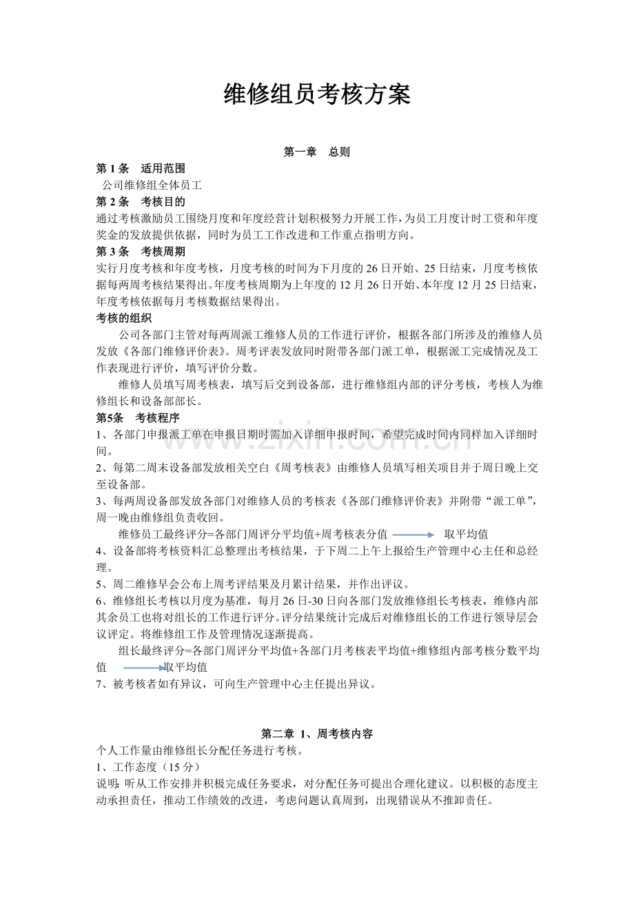 维修人员绩效考核制度.doc_第1页