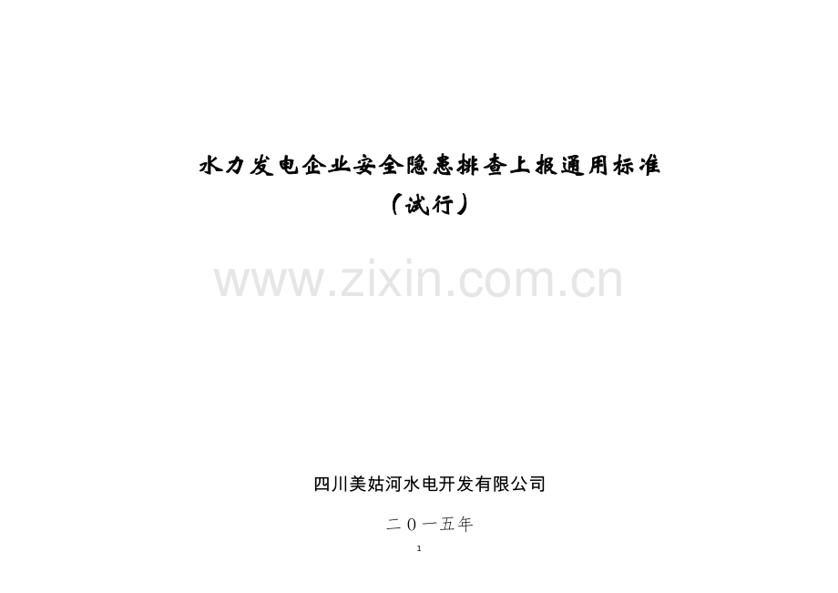 水力发电企业安全隐患排查上报通用标准(试行).doc_第1页