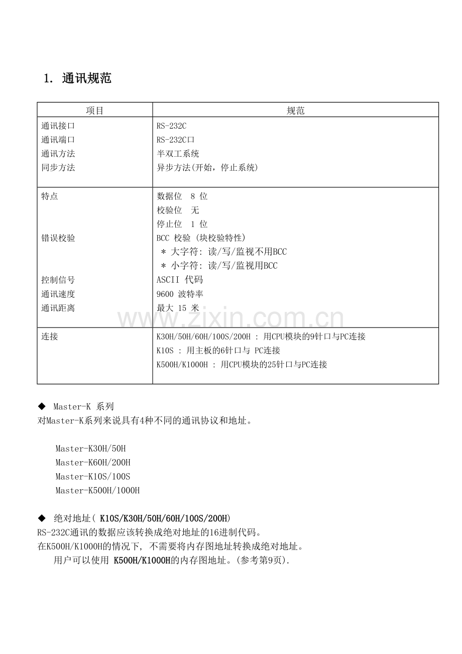 中文用户手册(WORD)K10-60S-通讯模块RS232C99.doc_第1页