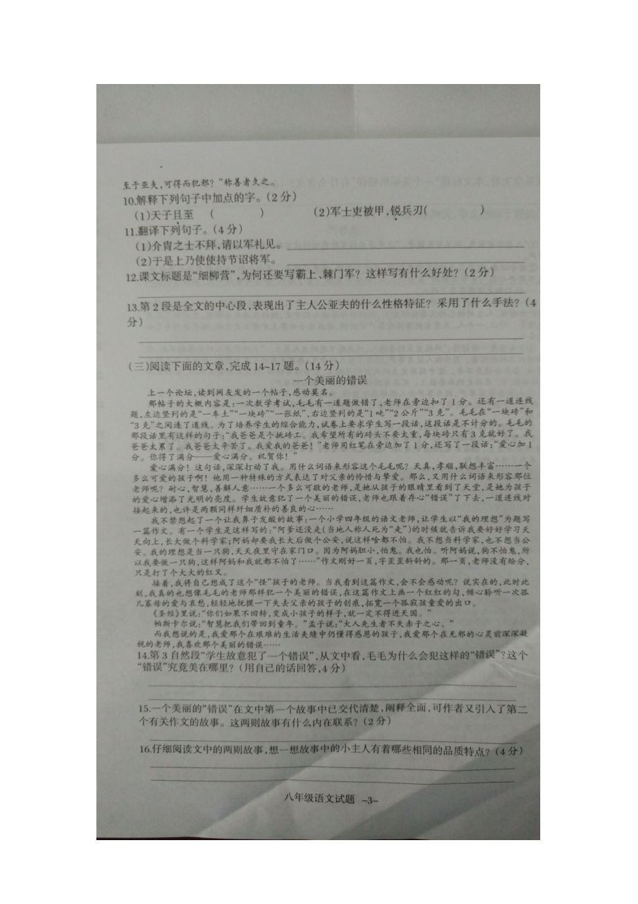 湖南省衡阳县2015-2016学年八年级语文下册期中测试题.doc_第3页