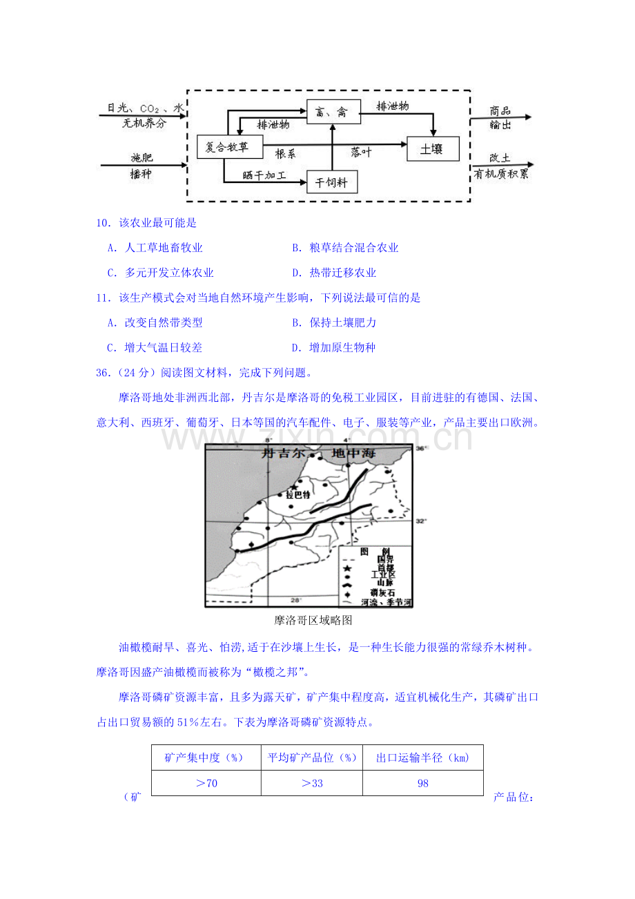 广东省佛山市2016届高三地理上册12月月考检测试题.doc_第3页