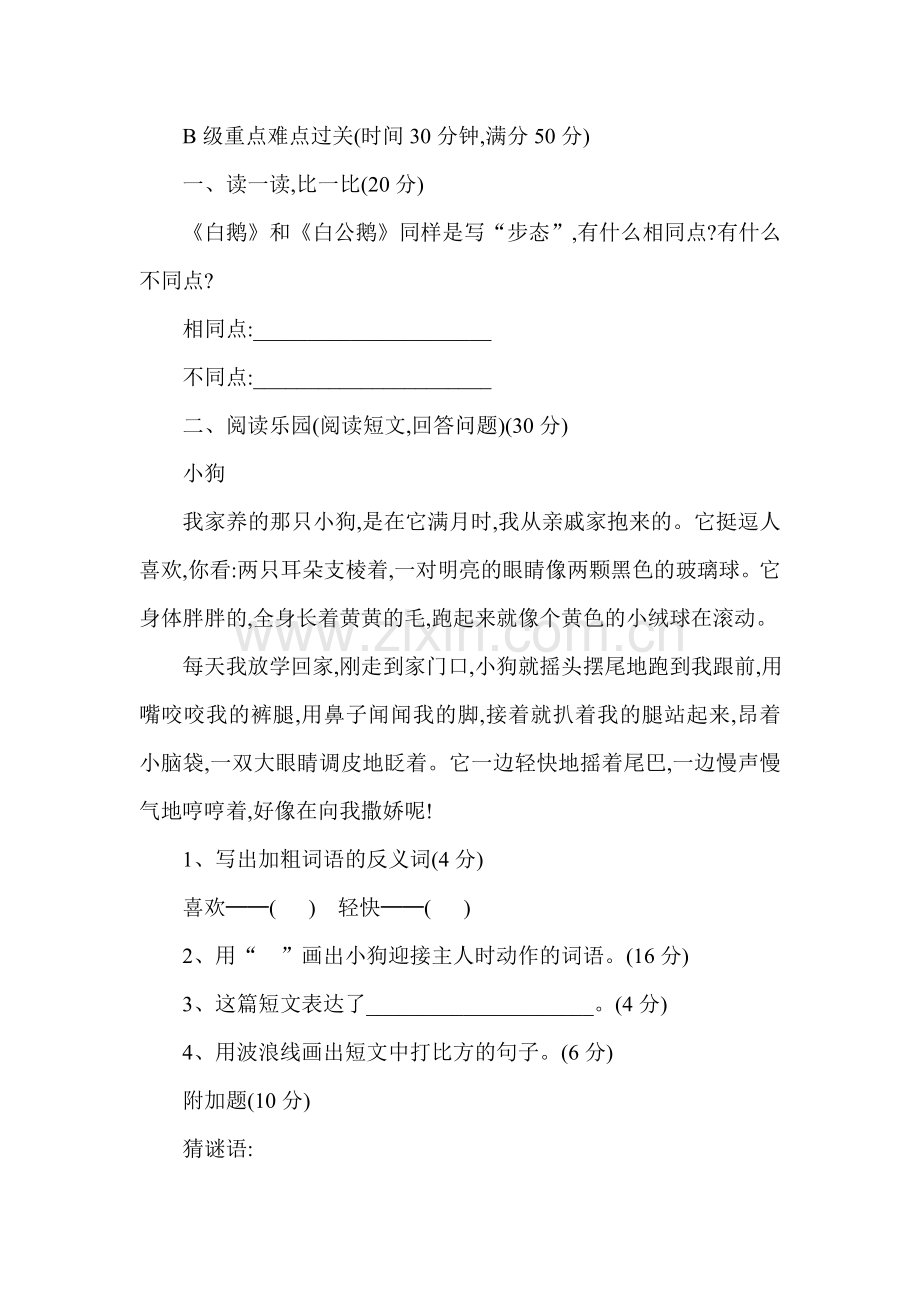 四年级语文白公鹅练习题5.doc_第2页