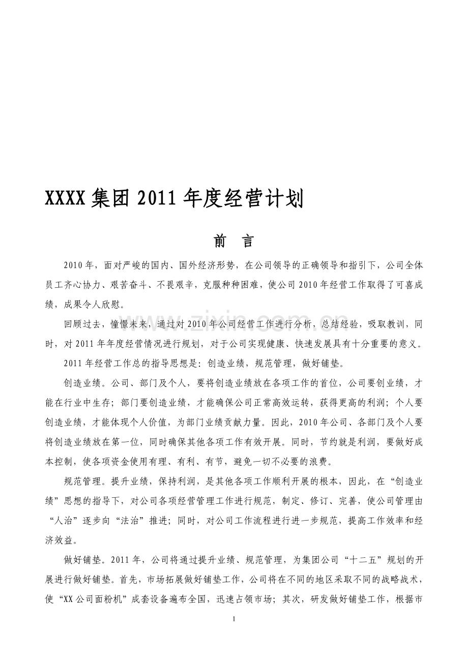 公司年度经营计划书(模板).doc_第1页