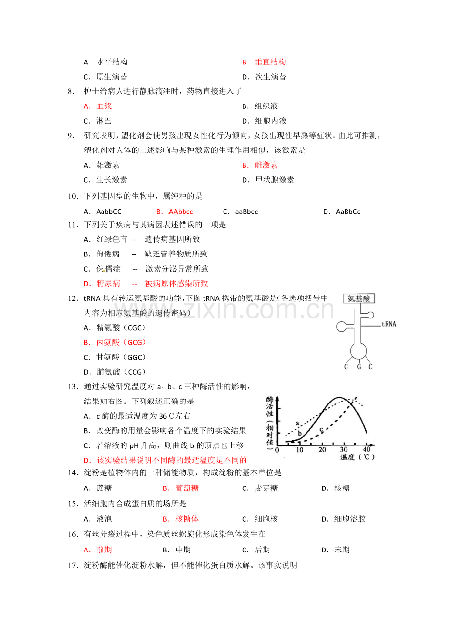 浙江省桐乡市2015-2016学年高二生物下册期中试题.doc_第2页