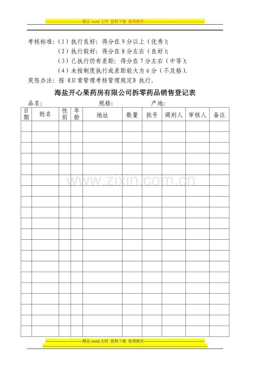 广德县百佳惠大药房质量管理制度检查考核表..doc_第2页