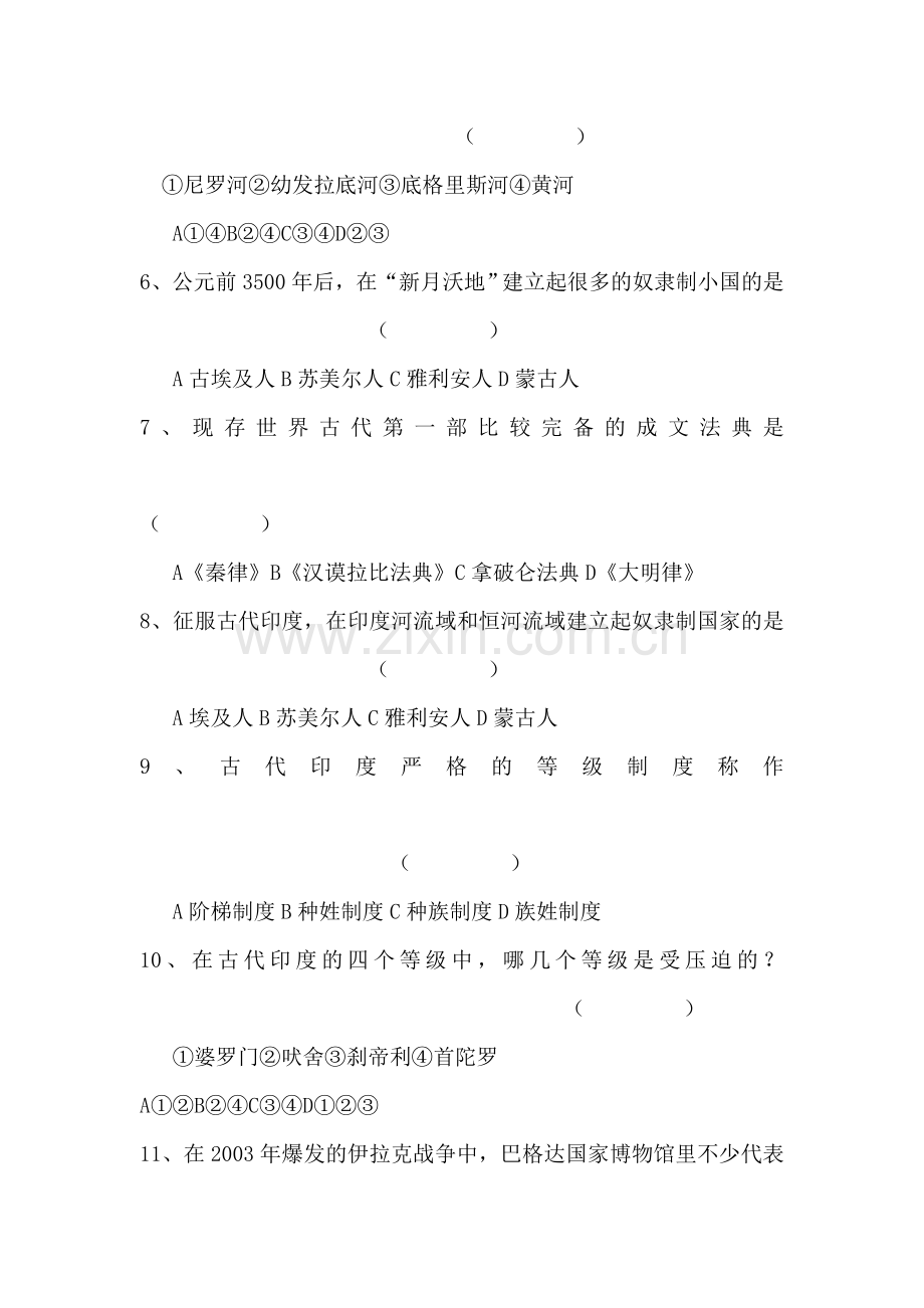 九年级历史大河流域同步练习.doc_第2页